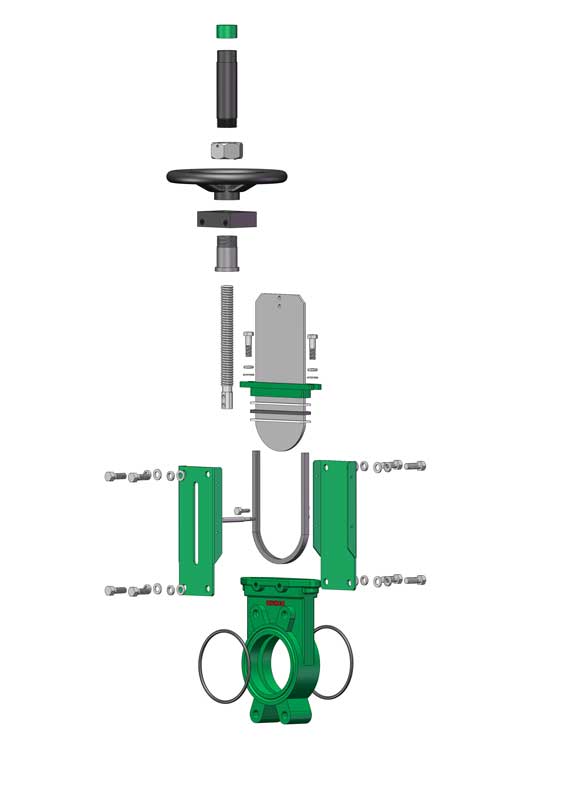 Wafer knife gate valve components