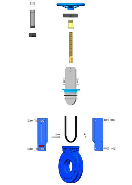 flanged knife gate valve components