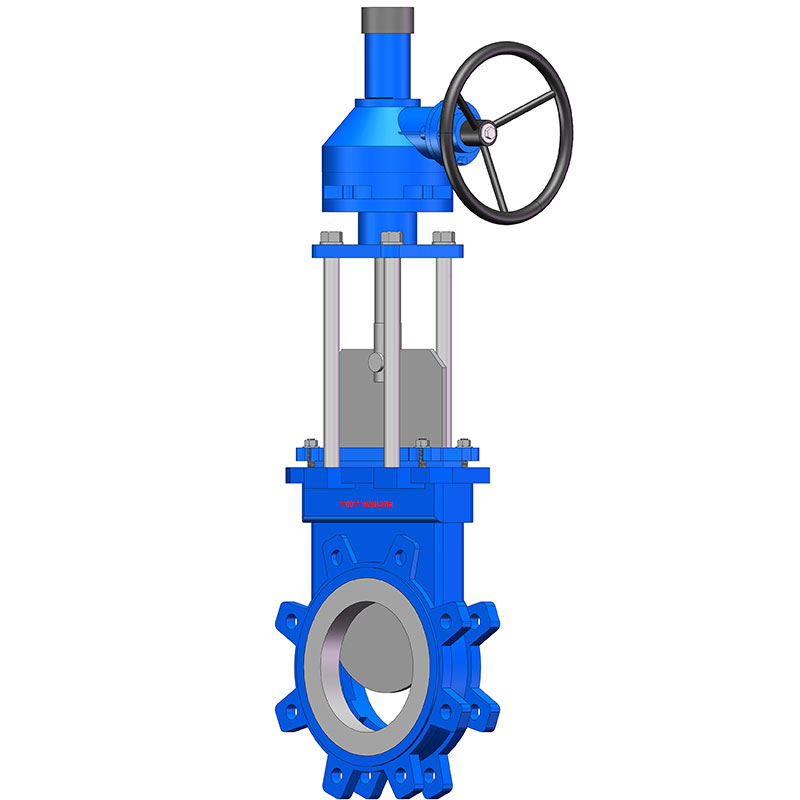 Bevel Gear Round Port Lug Uni-Directional Knife Gate Valve