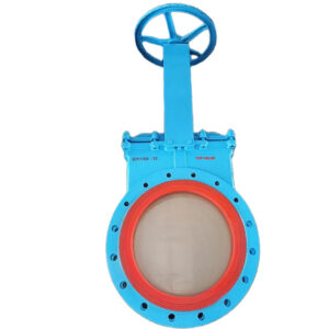 PU-Lined-Elastomer-Sleeve-Flanged-Round-Port-Manual-Handwheel-Knife-Gate-Valve