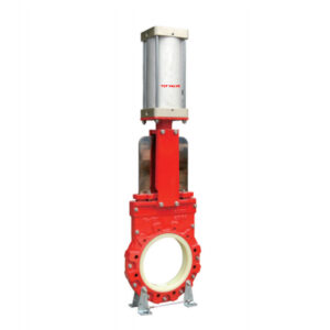 PU-Lined-Elastomer-Sleeve-Flanged-Round-Port-Pneumatic-Actuation-Knife-Gate-Valve