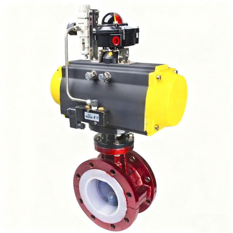 Pneumatic Operated Full PTFE Lined Flanged Butterfly Valve