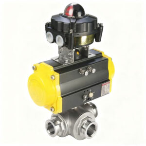 Pneumatic-Operated-Sanitary-Three-Way-Ball-Valve
