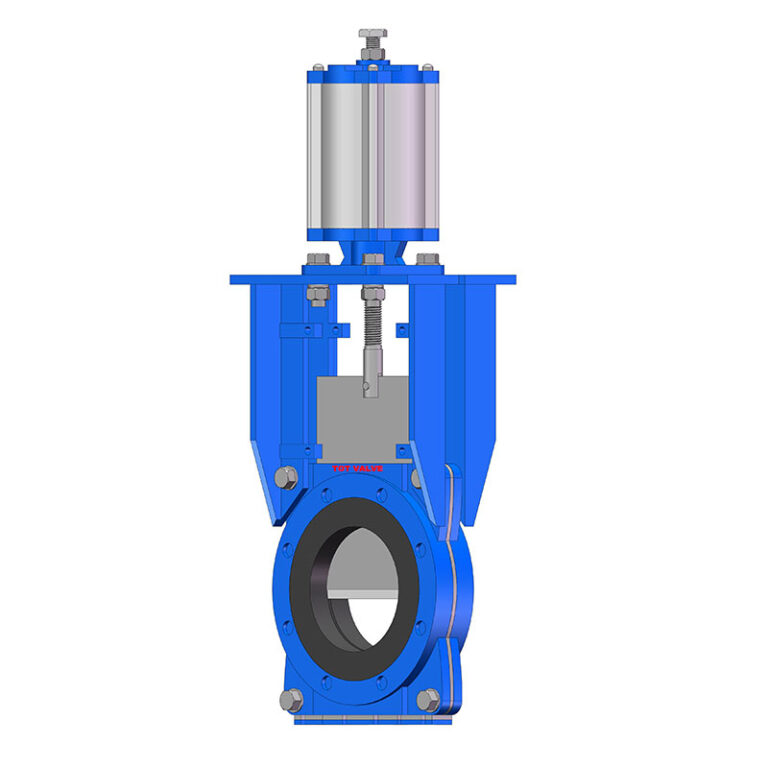 Pneumatic Round Port Bonnetless Rising Stem Heavy Slurry Knife Gate Valve
