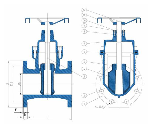 Non-Rising Stem Resilient Seated Gate Valve drawing