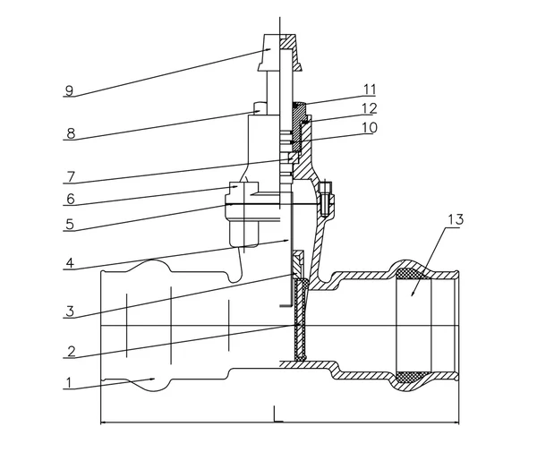 Socket Type Soft Seal Gate Valve drawing
