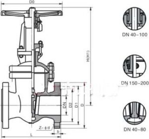 Titanium Alloy Wedge Gate Valve drawing