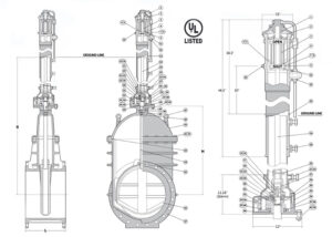 Labeled Diagram of a Vertical Post Indicator Valve Assembly