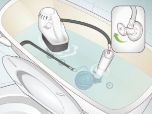 screwdriver turning the toilet fill valve adjustment