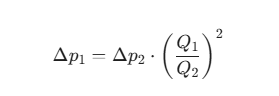 the pressure differential is proportional to the square of the flow